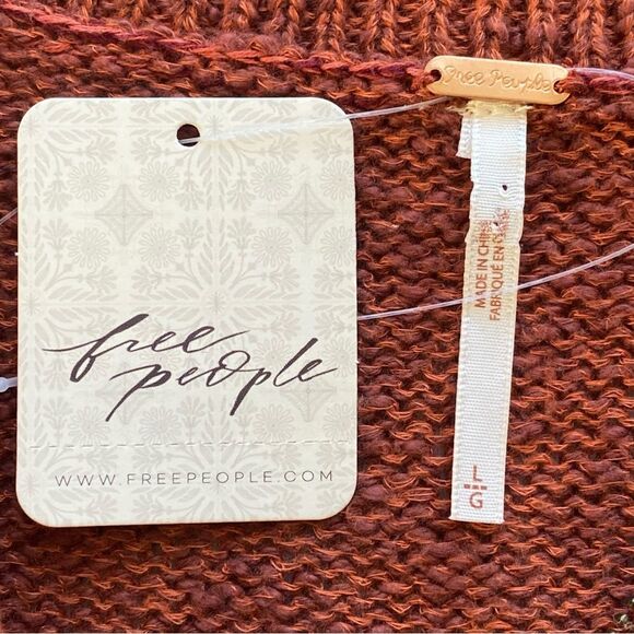 NWT Free People Red Jasper Mont Blanc Long Sleeve Mini Sweater Dress Size Large - Picture 11 of 16